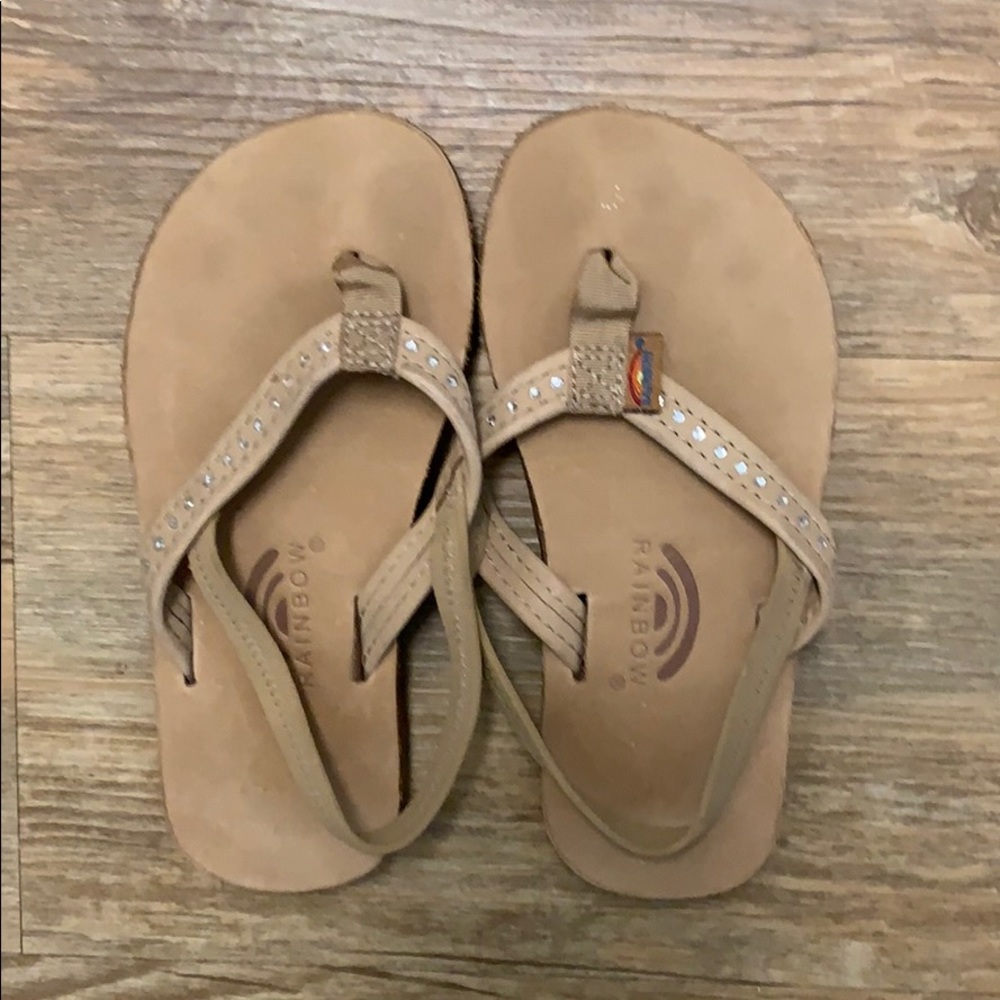 Girls Rainbow Leather Sandals. Size 9/10